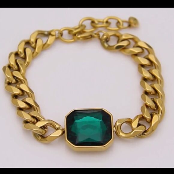 #33 New Emerald Green Chunky Chain Bracelet - Picture 1 of 8